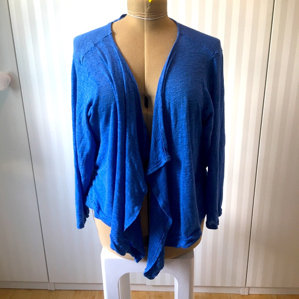 Cable and Gauge blue cardigan tie in back linen/viscose Size M